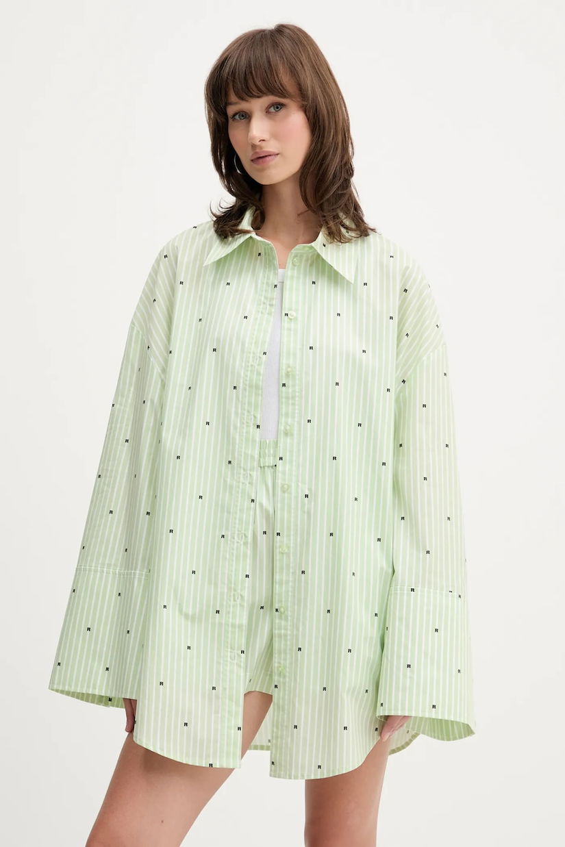 Rotate cămașă din bumbac culoarea verde, cu guler clasic, relaxed, 1143983062