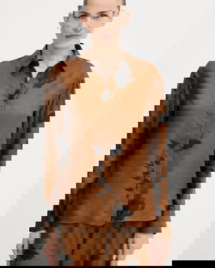 MM cămașă de mătase ERACLEA culoarea maro, cu guler clasic, regular, 2526116057600