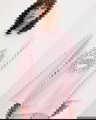 Rotate hanorac de bumbac culoarea roz, cu imprimeu, 114425191