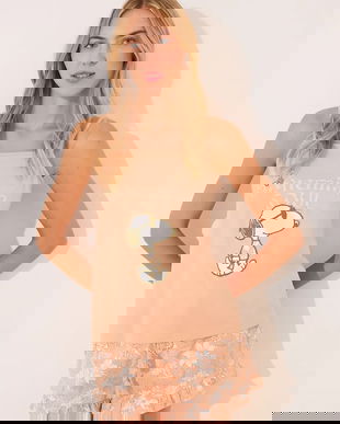 women'secret pijamale de bumbac SNOOPY culoarea portocaliu, bumbac, 3139901