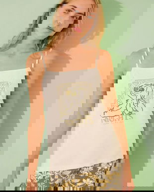 women'secret set de pijama de bumbac SNOOPY culoarea bej, bumbac, 3139902