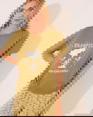 women'secret set de pijama din bumbac SNOOPY culoarea verde, bumbac, 3139899