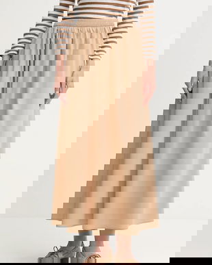 OUI fustă culoarea bej, maxi, eVazăți, 93841