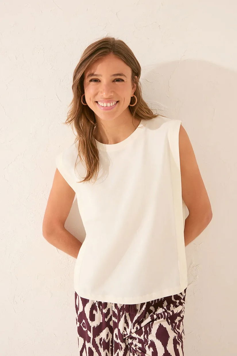 women'secret tricou de pijama culoarea bej, bumbac, 3272262