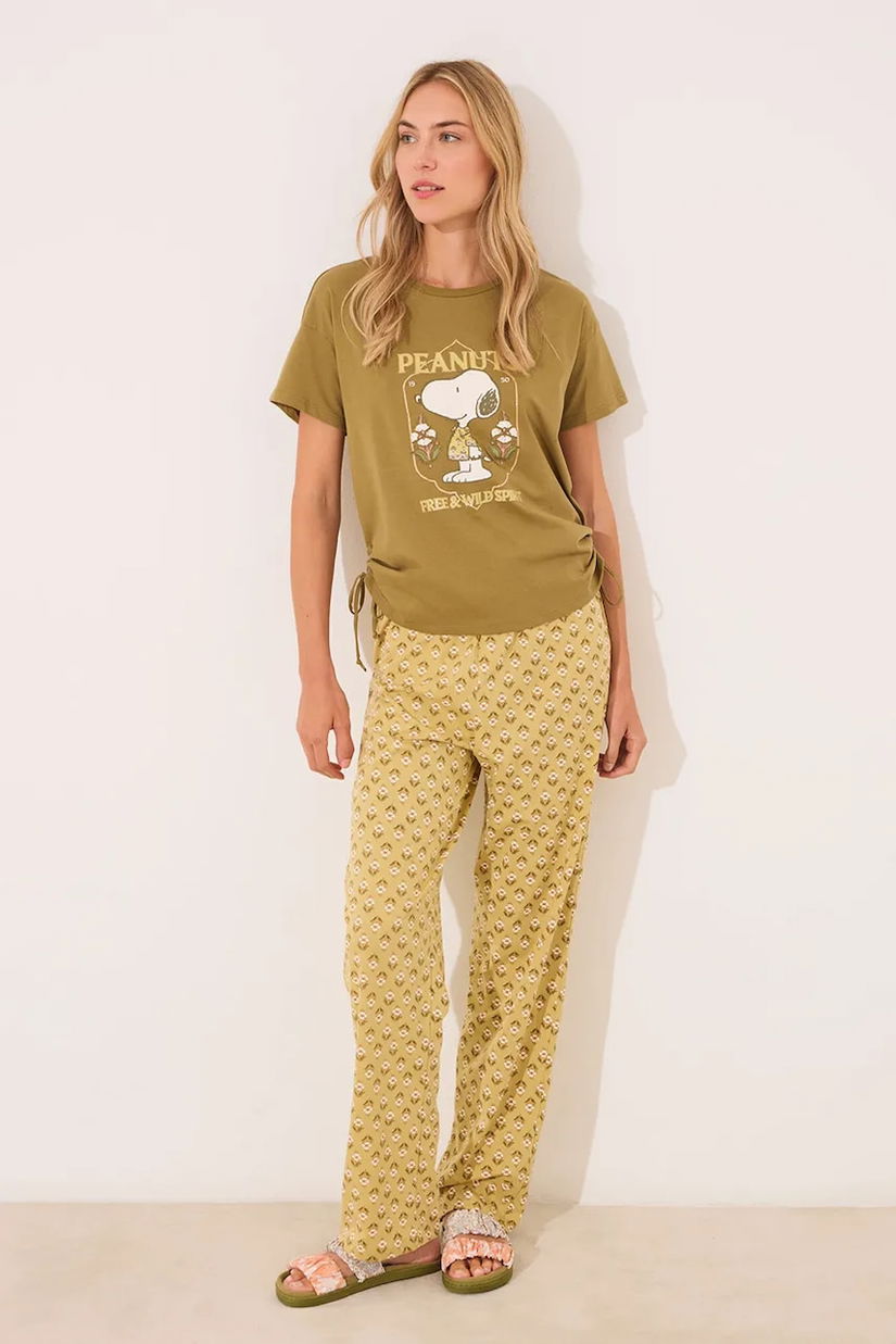 women'secret pijamale de bumbac SNOOPY culoarea verde, 3139904