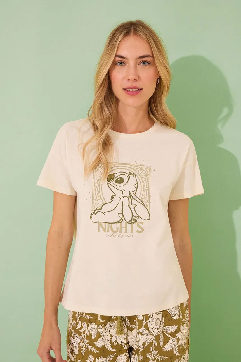 women'secret pijama SNOOPY culoarea bej, bumbac, 3139906