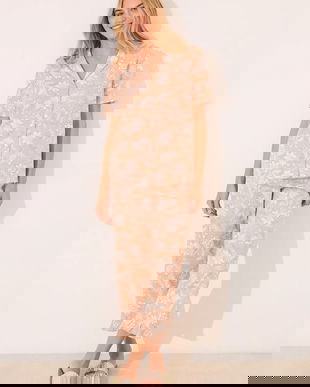 women'secret set de pijama de bumbac SNOOPY culoarea portocaliu, bumbac, 3139905