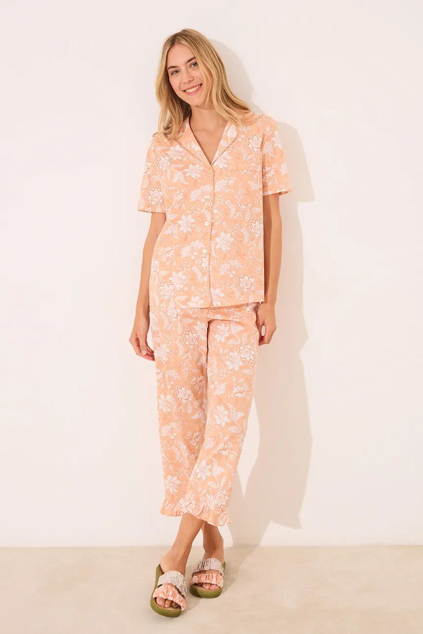 women'secret pijamale de bumbac SNOOPY culoarea portocaliu, bumbac, 3139905