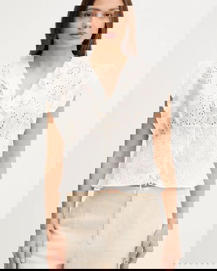 Pedro del Hierro bluză din bumbac culoarea alb, uni, 7659080