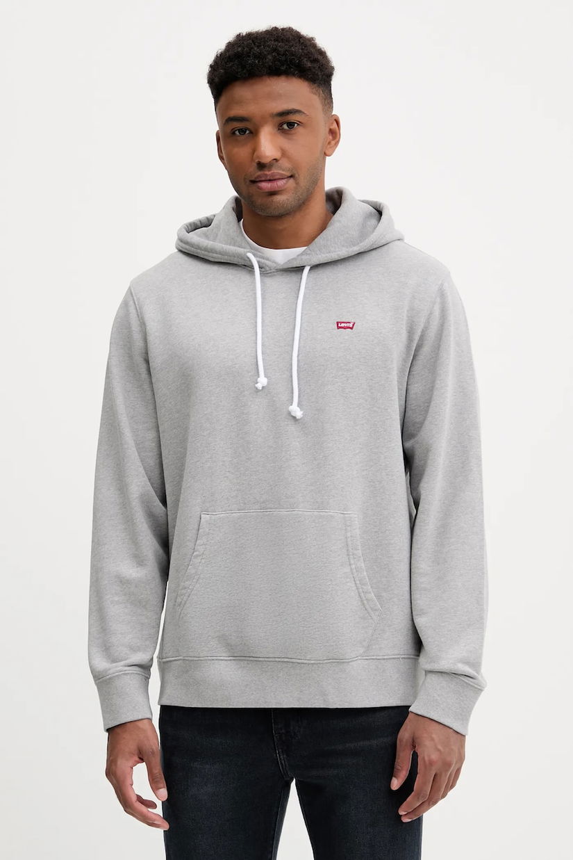 Levi's hanorac de bumbac culoarea verde, cu glugă, uni, 34581