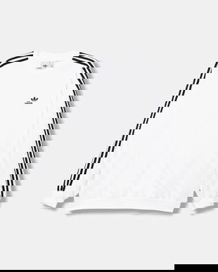 adidas Originals bluză Oversize Crew culoarea alb, cu imprimeu, JY1404