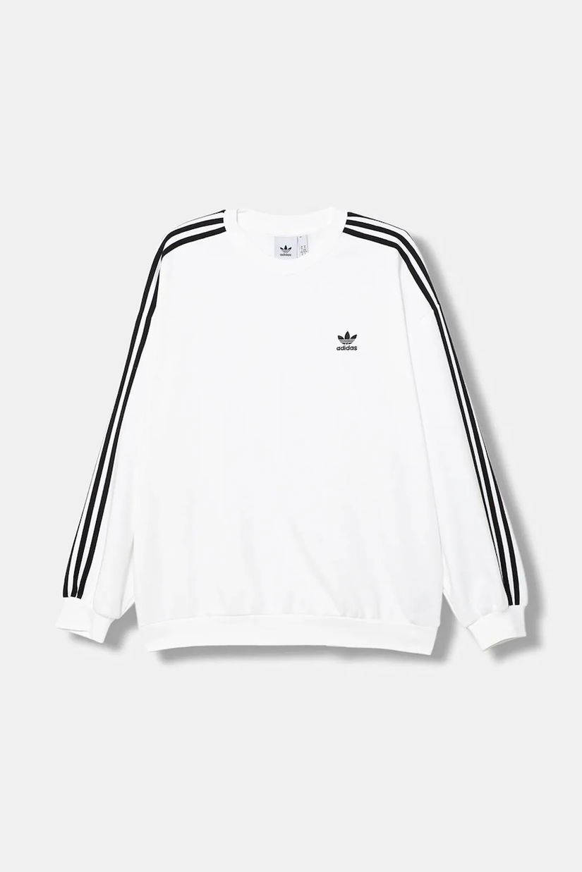 adidas Originals bluză Oversize Crew culoarea alb, cu imprimeu, JY1404