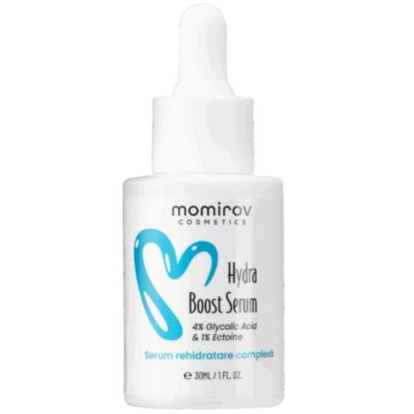 Serum Hydra Boost cu 4%, acid glicolic si 1%, ectoina pentru ten uscat Momirov Cosmetics, 30 ml