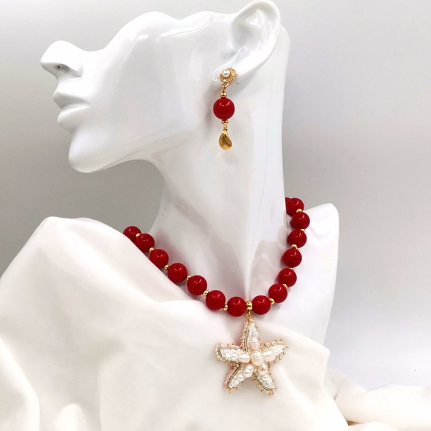Rezervat Set Colier și Cercei Coral Embrace