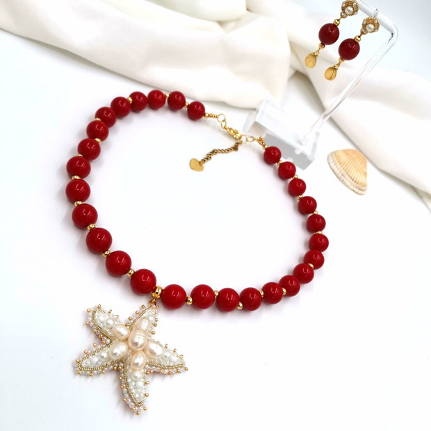 Rezervat Set Colier și Cercei Coral Embrace