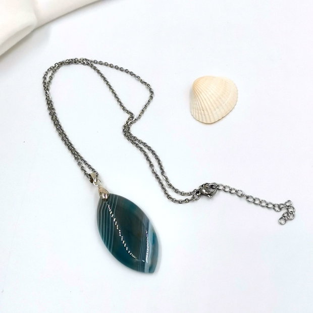 Colier  Blue Leaf Agate
