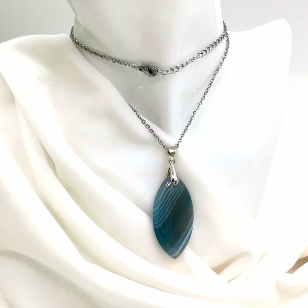 Colier  Blue Leaf Agate