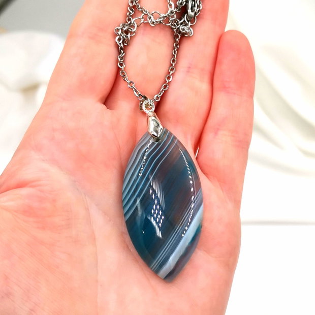 Colier  Blue Leaf Agate