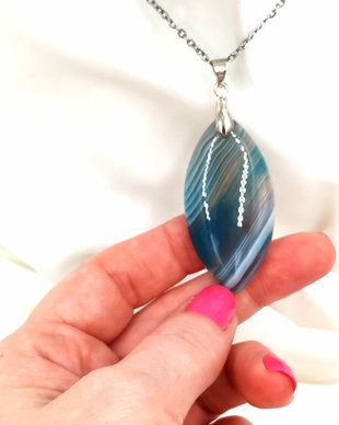 Colier  Blue Leaf Agate