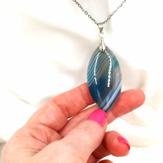 Colier  Blue Leaf Agate