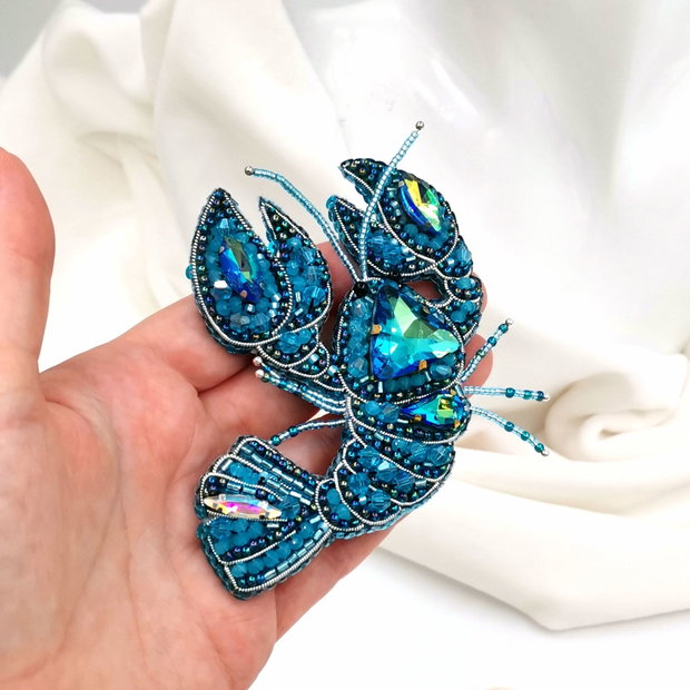 Broșă - Crabul Turquoise - A splash of ocean