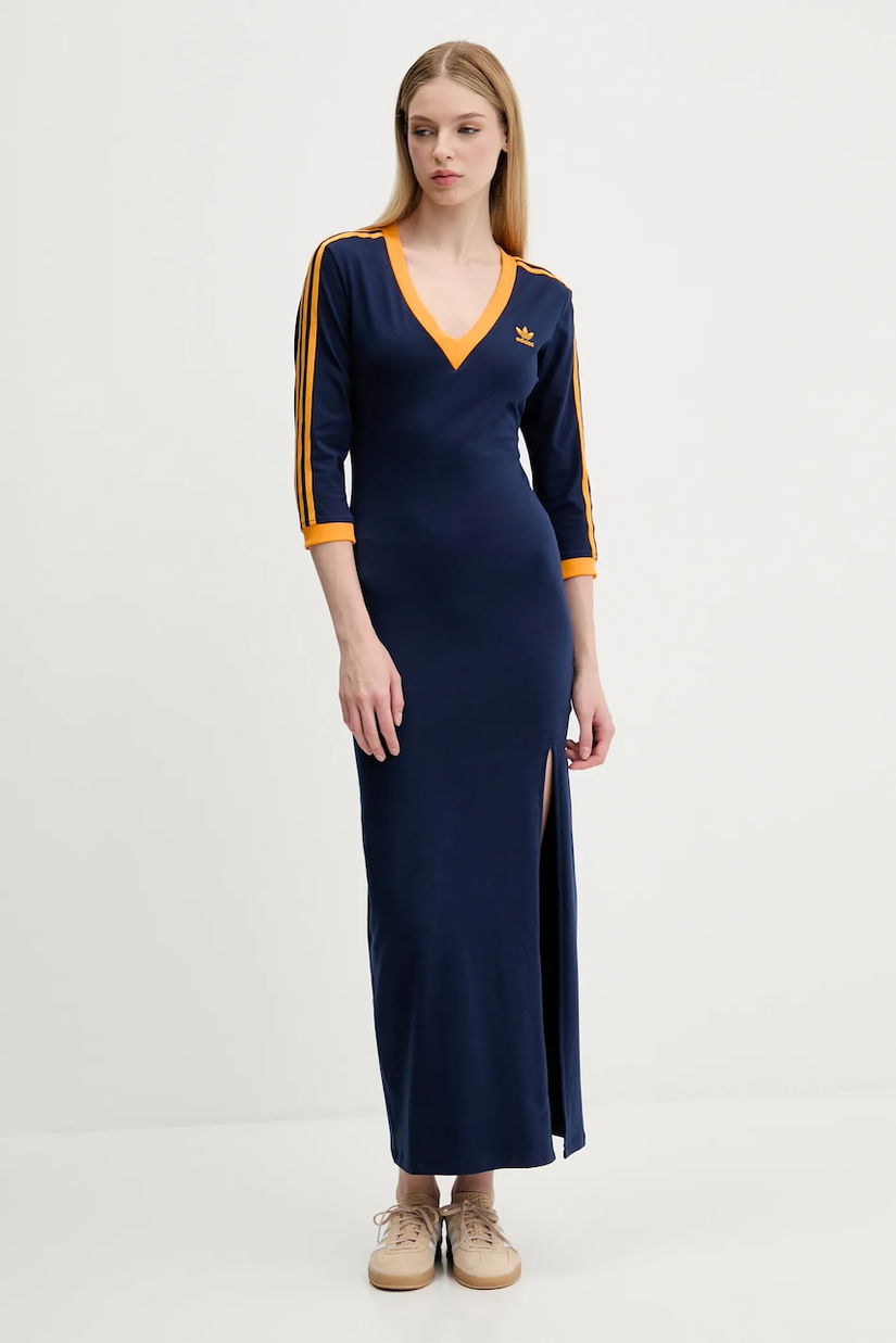 adidas Originals rochie Essentials culoarea bleumarin, maxi, mulata, JW3669