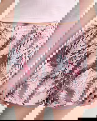 adidas Originals pantaloni scurți Satin Shorts culoarea roz, cu imprimeu, high waist, KC8808