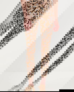 adidas colanți Animal culoarea bej, cu imprimeu, JM1865