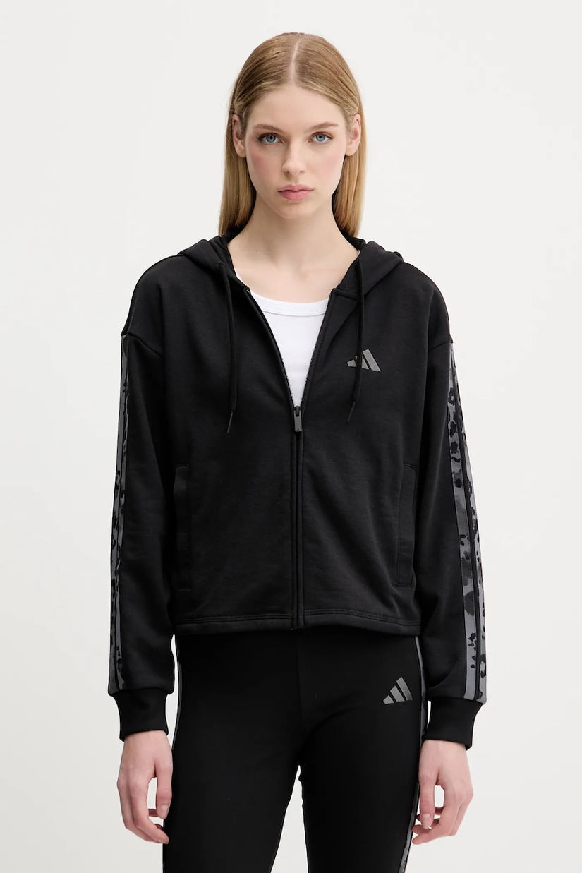 adidas bluză Animal culoarea negru, cu glugă, cu imprimeu, JM1862