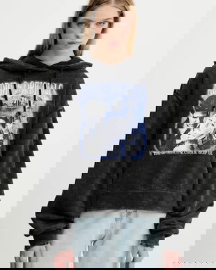 adidas Originals hanorac de bumbac Buffy Hoodie culoarea negru, cu glugă, cu imprimeu, JW0155