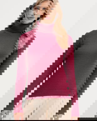 Silvian Heach pulover din amestec de lână DIOUF culoarea bordo, light, cu guler, GPA25232LU