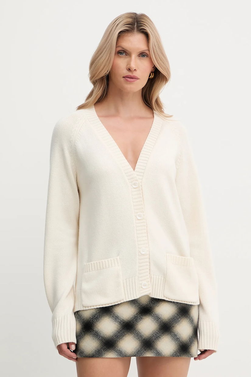 Silvian Heach cardigan din amestec de lână MATHIS culoarea bej, GPA25234CD