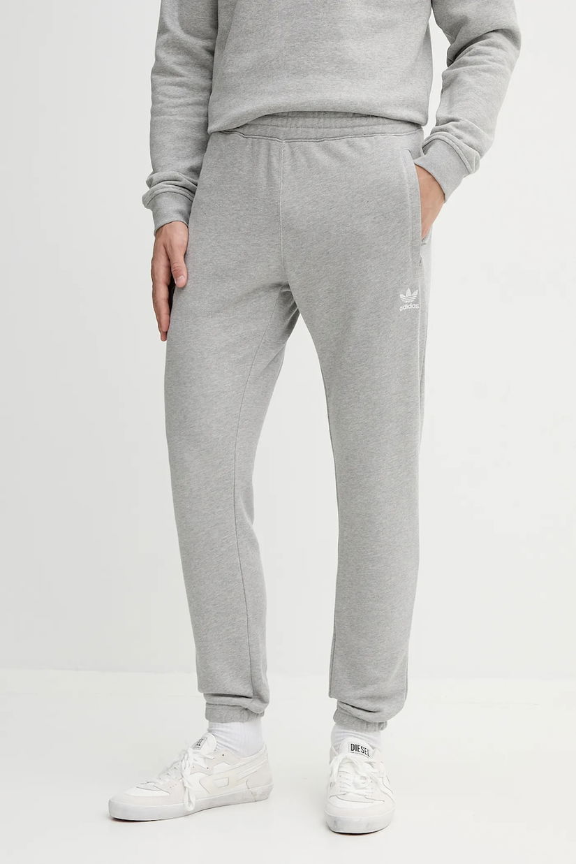 adidas Originals pantaloni de trening din bumbac Essentials culoarea gri, melanj, JY6271