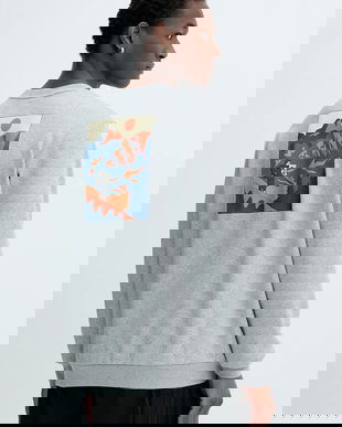 adidas bluză Doodle Hunt Hike Sweater culoarea gri, cu imprimeu, JM6503