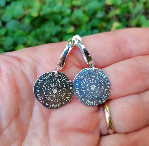 Cercei talisman din Argint 925 - CE1093 - cercei inspirationali, cercei moderni, bijuterie inspirationala, cercei cu text motivational