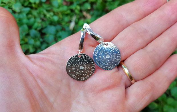 Cercei talisman din Argint 925 - CE1093 - cercei inspirationali, cercei moderni, bijuterie inspirationala, cercei cu text motivational