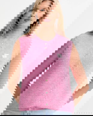 American Vintage vestă din amestec de lână culoarea roz, light, EAST19MC