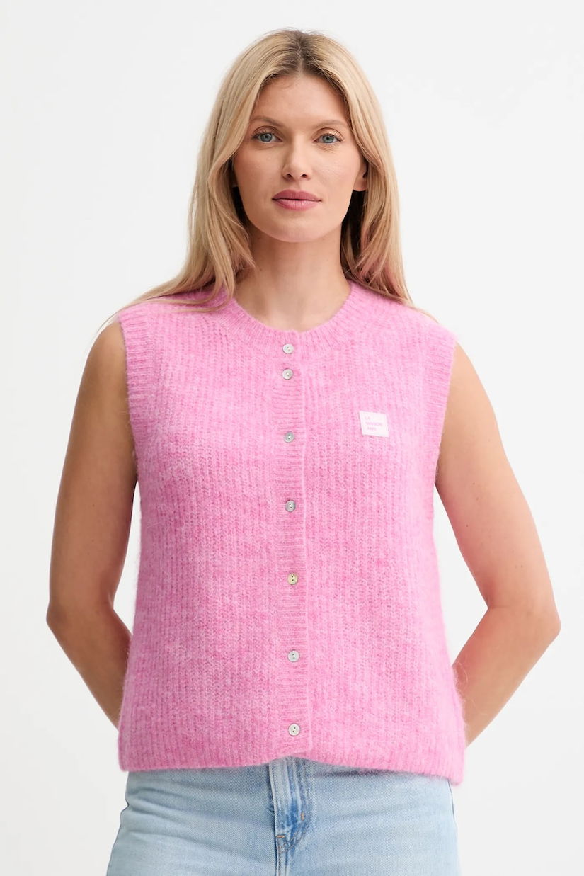 American Vintage vestă din amestec de lână culoarea roz, light, EAST19MC