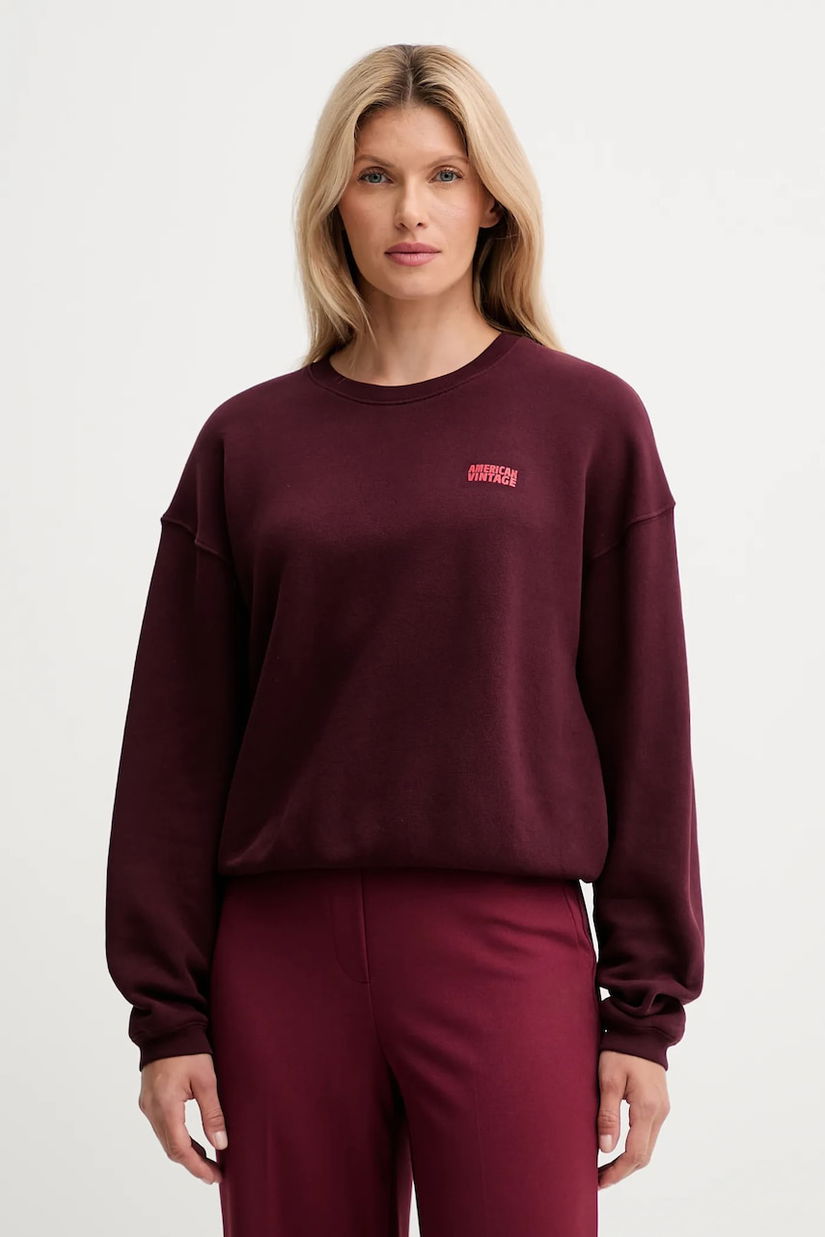 American Vintage bluză culoarea bordo, cu imprimeu, IZU03A