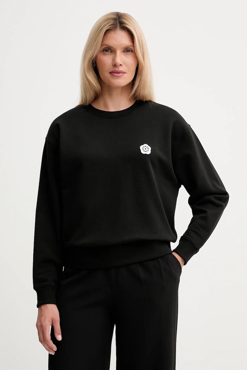 Kenzo hanorac de bumbac femei, culoarea negru, cu imprimeu, FF52SW1804MF.99J