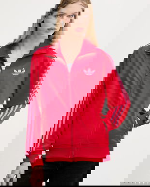 adidas Originals bluză Firebird culoarea roșu, cu imprimeu, JW3665