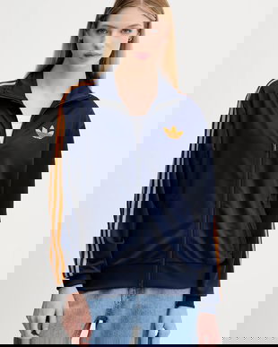 adidas Originals bluză Firebird culoarea bleumarin, cu imprimeu, JW1247