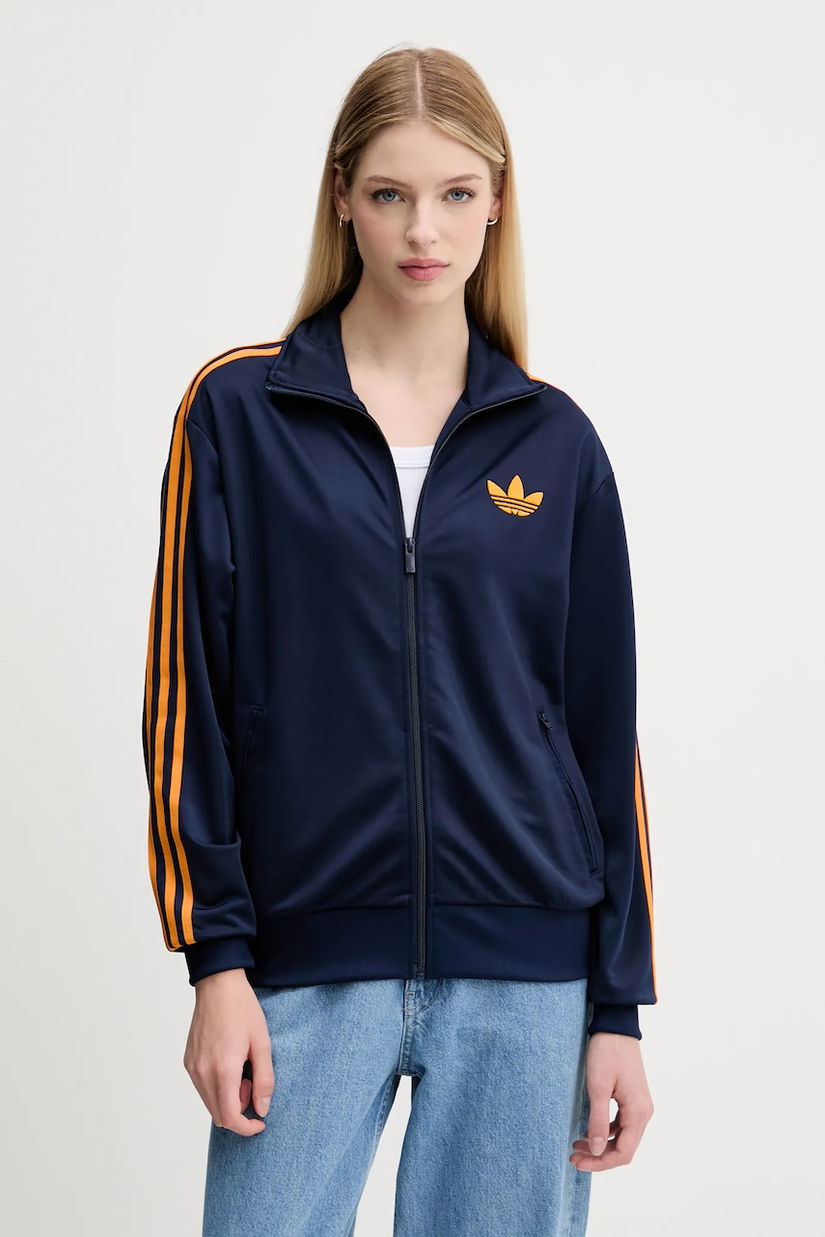 adidas Originals bluză Firebird culoarea bleumarin, cu imprimeu, JW1247