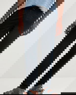 Lindbergh pantaloni din in culoarea bleumarin, mulata, 30-003122A