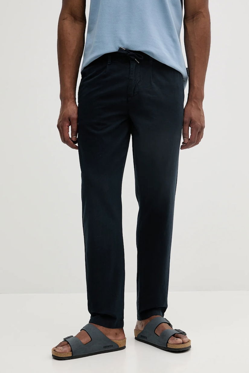 Lindbergh pantaloni din in culoarea bleumarin, mulata, 30-003122A