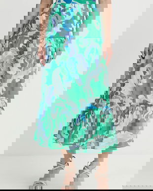 Morgan fustă culoarea verde, maxi, evazați, JFLIX.F