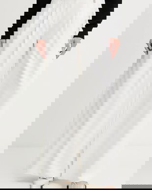 Morgan pantaloni culoarea alb, lat, high waist, POUMA.F