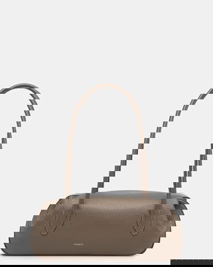 Yuzefi poșetă de piele OYSTER culoarea bej, YUZSS25-HB-OYSB-L052