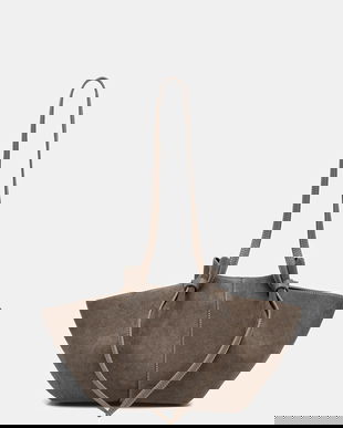 Yuzefi geantă de mana din piele întoarsă MOCHI culoarea bej, YUZRS25-HB-MO-S018