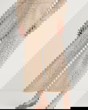 Dkny pantaloni culoarea bej, drept, high waist, DJ5P3081